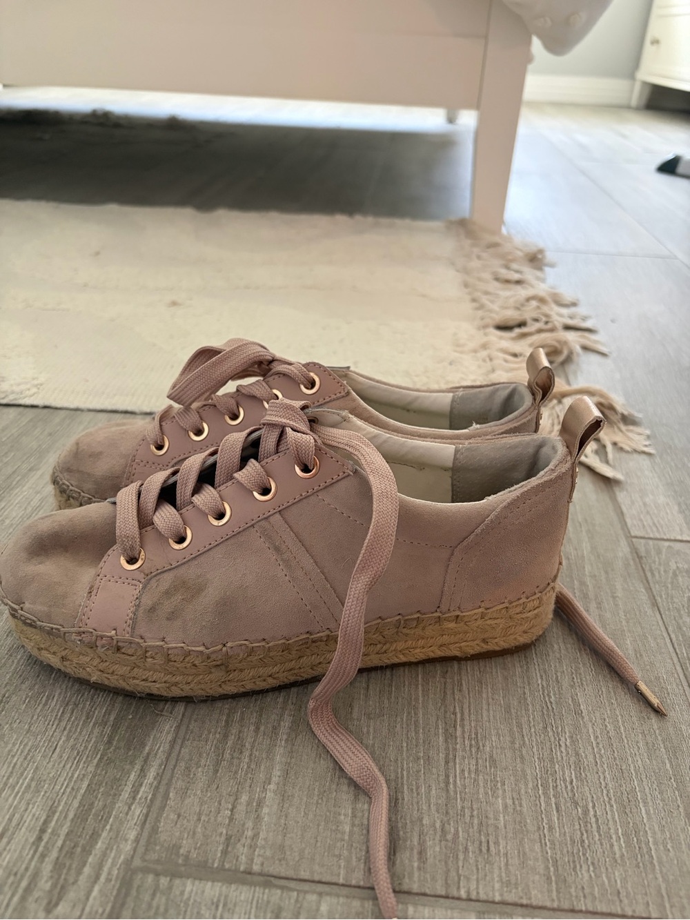 Sam Edelman Mauve Lace-Up Espadrille Platform Sneakers